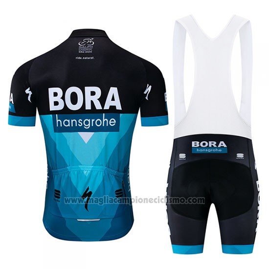 2019 Abbigliamento Ciclismo Bora Nero Blu Manica Corta e Salopette